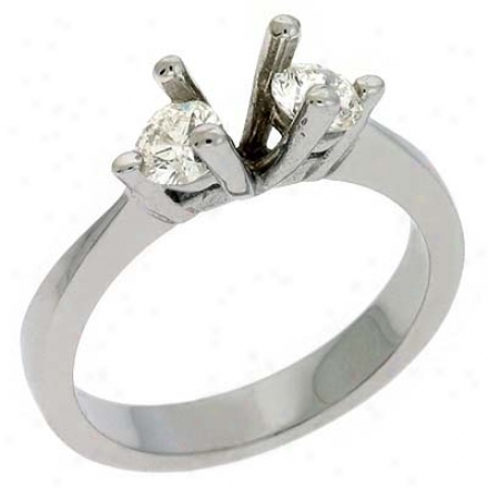 14k White 3 Stoje Round 0.6 Ct Diamond Engagement Ring