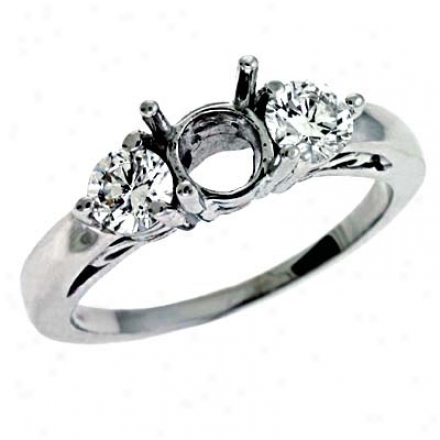 14k White 3 Stone Round 0.66 Ct Diamond Engagementt Ring