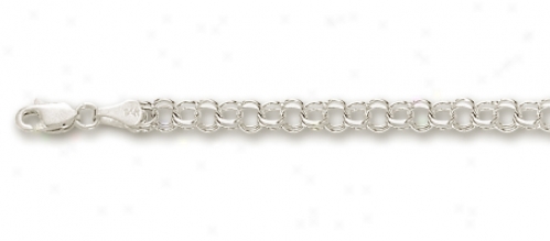 14k White 3.5 Mm Charm Bracelet - 7 Inch