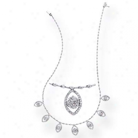 14k White 3.69 Ct Diamond Necklace