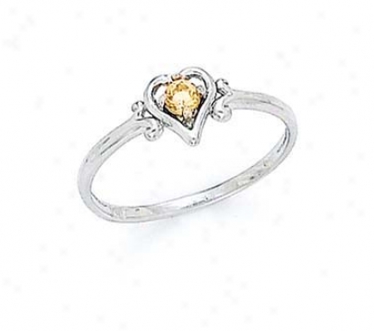 14k White 3mm Citrine Heart Resonance