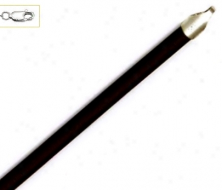 14k White 4 Mm Circuit Black Rubber Neckllace - 18 Inch