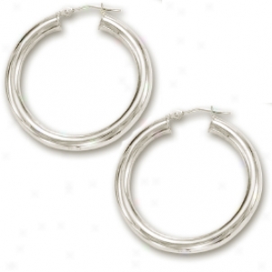 14m White 4x30 Mm Bold Shiny Hoop Earrings