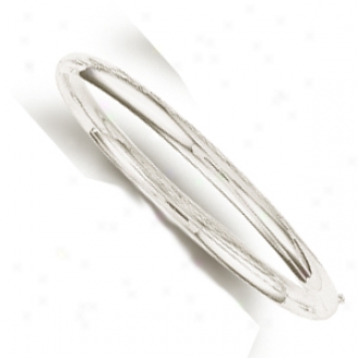 14k White 5 Mm Plain Bold Bangle - 7 Inch