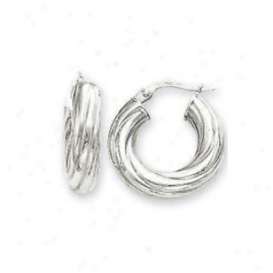 14k White 5 Mm Small Eddy Hoop Earrings