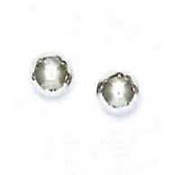 14k White 6 Mm Ball Friction-back Post Stud Earrings