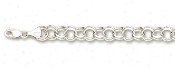 14k White 6 Mm Charm Brace1et - 7 Inch