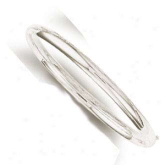 14k White 6 Mm Plain Bold Bangle - 7 Inch