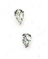 14k White 6x4 Mm Pear Cz Friction-back Post Post Earrings