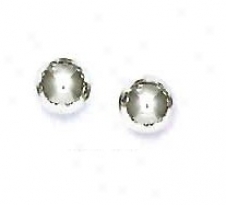 14k White 7 Mm Ball Friction-back Post Stud Earrings