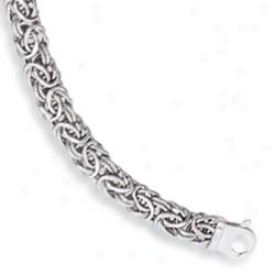 14k White 7 Mm Byzantine Bracelet - 7.25 Inch