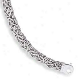 14k White 7 Mm Byzantine Bracelet - 8 Inch