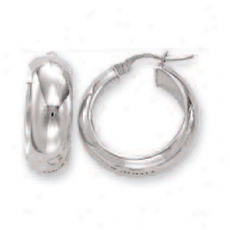 14k White 7 Mm Medium Mirror Hoop Earrings