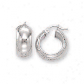 14kk White 7 Mm Small Reflector Hoop Earrings