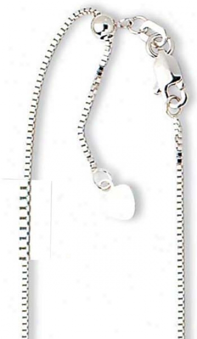 14k White .85 Mm Adjustable Box Chain Necklace - 22 Inch
