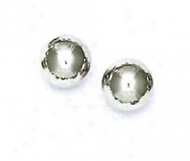 14k White 9 Mm Ball Friction-back Post Stud Earrings