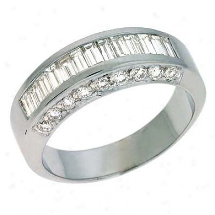 14k White Baguette 1.25 Ct Diamond Band Ring
