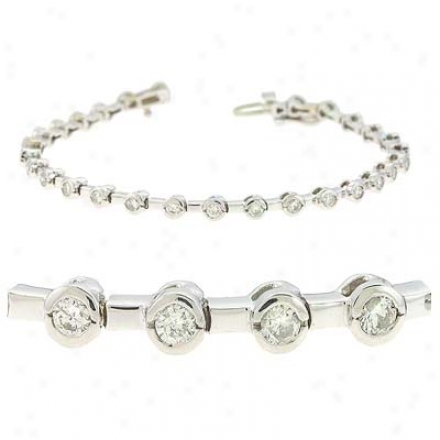 14k White Bezel-set Tennis 2 Ct Diamond Bracelet