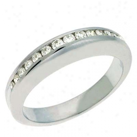 14k White Channel-set Round 0.27 Ct Diamond Band Ring