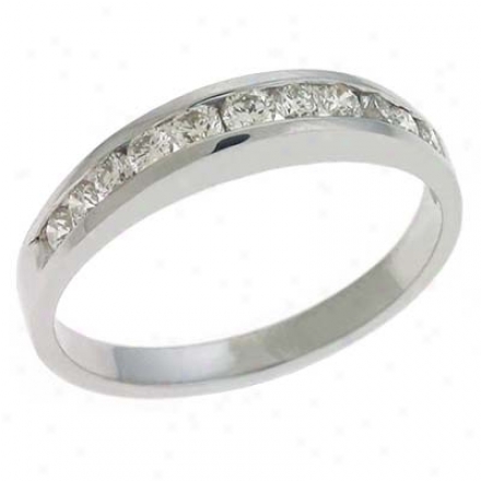 14k Whhite Channel-set Round 0.43 Ct Diamond Band Ring