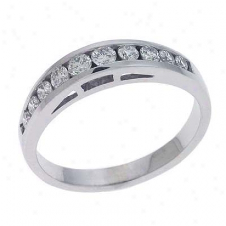 14k White Channel-set Round 0.44 Ct Diamond Band Ring