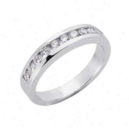 14k White Channel-set Round 0.53 Ct Diamond Band Ring