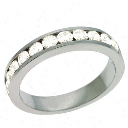 14k White Channel-set Round 0.84 Ct Diamond Band Ring