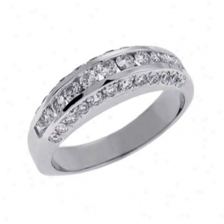 14k White Channel-set Round 0.96 Ct Diamond Band Ring