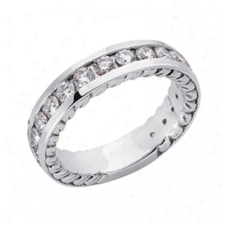 14k White Channel-set Round 1.41 Ct Diamond Engagement Bamd