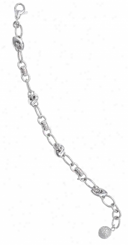 14k White Charm Round 1.5 Mm Diamond Bracelet - 7 Inch