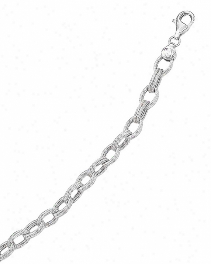 14k White Charm Round Bracelet - 7 Inch