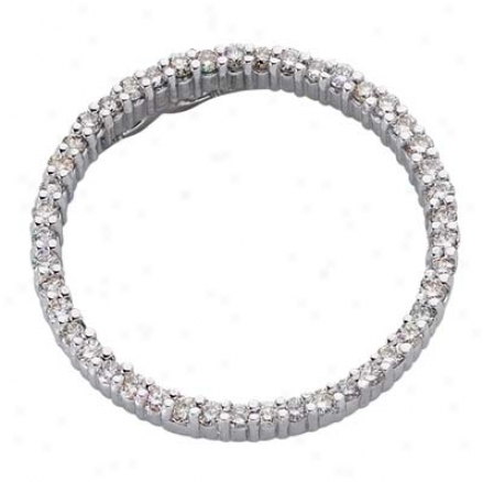 14k White Circle 0.63 Ct Diamond Pdndant