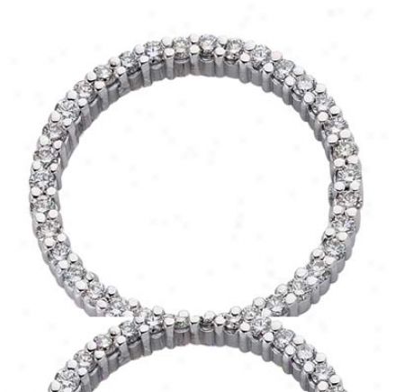 14k White Circle 0.95 Ct Diamond Pendant