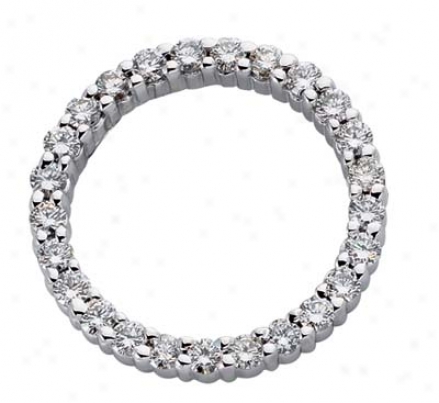 14k White Circle 1.33 Ct Diamond Pendant