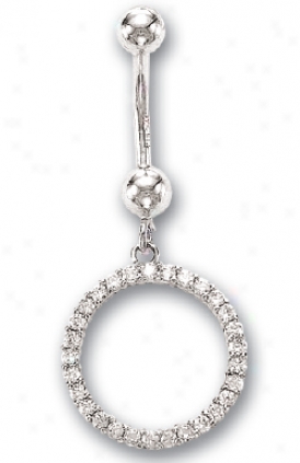 14k Happy Circle Of Life Cz Belly Ring