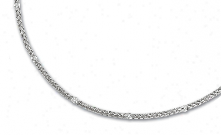 14k White Couture Diamond Necklace - 17 Inch