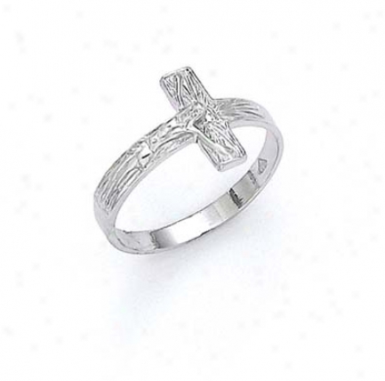 14k White Crucifix Ring