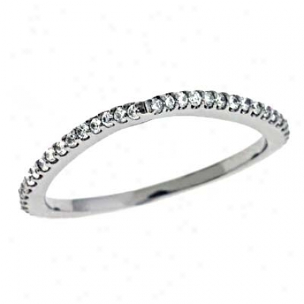 14k White Curved Desugn 0.23 Ct Diamond Band Ring