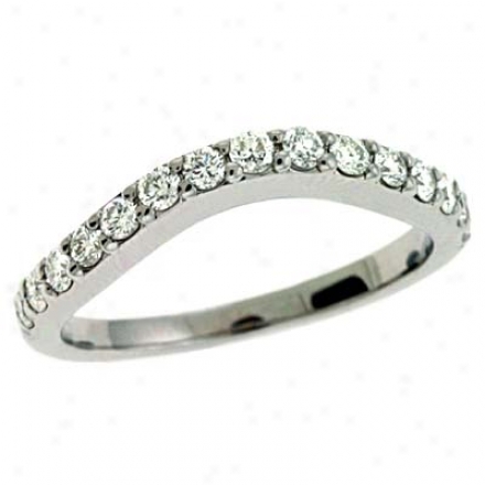 14k White Curved Design 0.48 Ct Diamond Band Ring