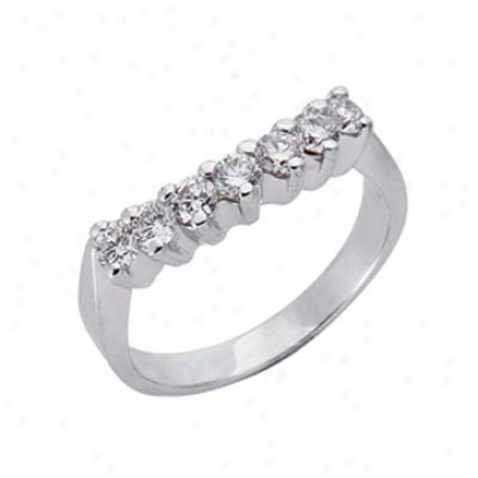 14k White Curved Design 0.6 Ct Diamond Band Ring