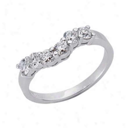 14k Pale Curved Design 0.96 Ct Diammond Band Ring