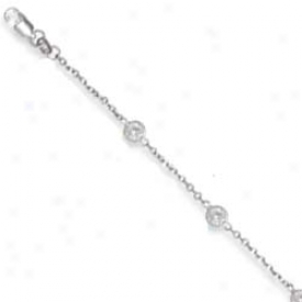 14k White Cz From The Yard Cz Necklace - 38 Inch
