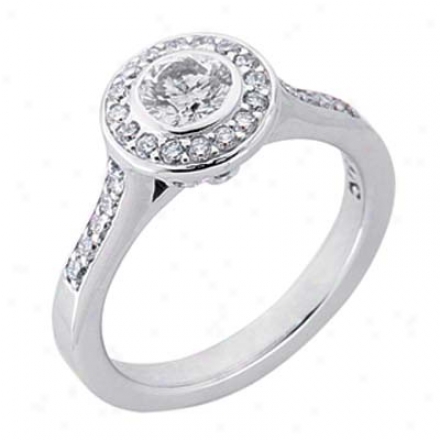 14k White Desiyner 0.96 Ct Diamond Engagement Ring