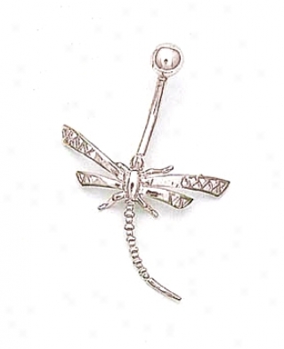 14k White Dragonfly Belly Ring