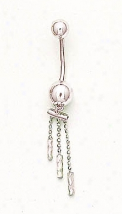 14k Whtie Distil Bead sBelly Ring