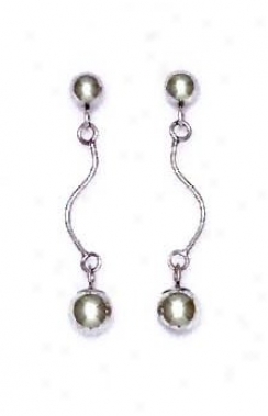 14k White Drop Friction-back Post Earrings