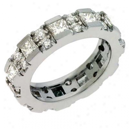 14k White Eternity 2.45 Ct Diamond Band Ring