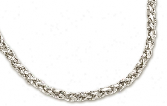 14k White Fancy Wheat Necklace - 18 Inch