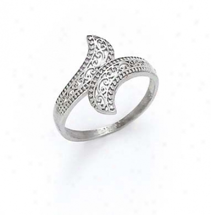 14k White Filigree Ring