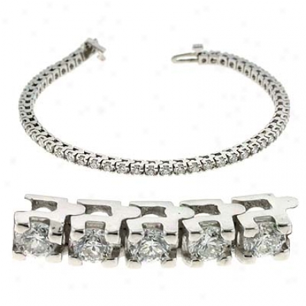 14k White Four Prong Tennis 3 Ct Diamond Bracelet